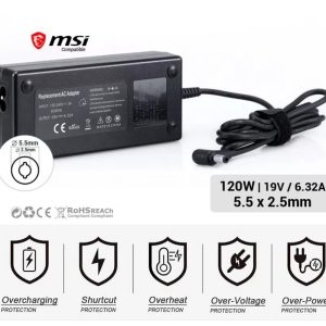 Carregador Comp. MSI PRO ALL IN ONE AIO 120W (19V/6.32A/5.5x2.5mm)