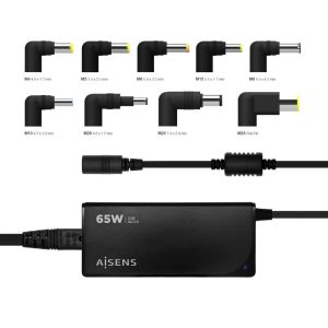 Carregador Univ. Automático 18.5-20V/3.5A 65W 1xUSB QC3.0 (9Conectores)  Aisens