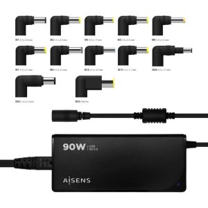 Carregador Univ. Automático 15-20V/5A 90W 1xUSB QC3.0 (12Conectores)  Aisens
