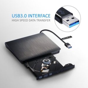 Gravador Externo Ultra-Thin USB 3.0 DVD-RW Preto
