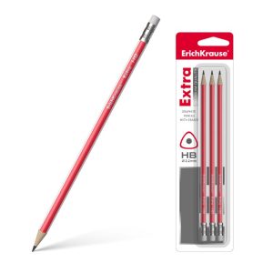 Pack de 3 Lápis de Grafite HB Triangular C/ Borracha Erichkrause