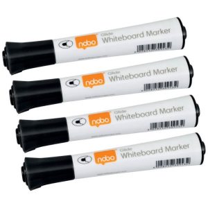 Pack de 4 Marcadores Quadro Magnético - Ponta Fina 1mm - Preto Nobo