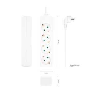 Tomada Elétrica C/ 4 Saídas 1.4Mts Branco Aisens