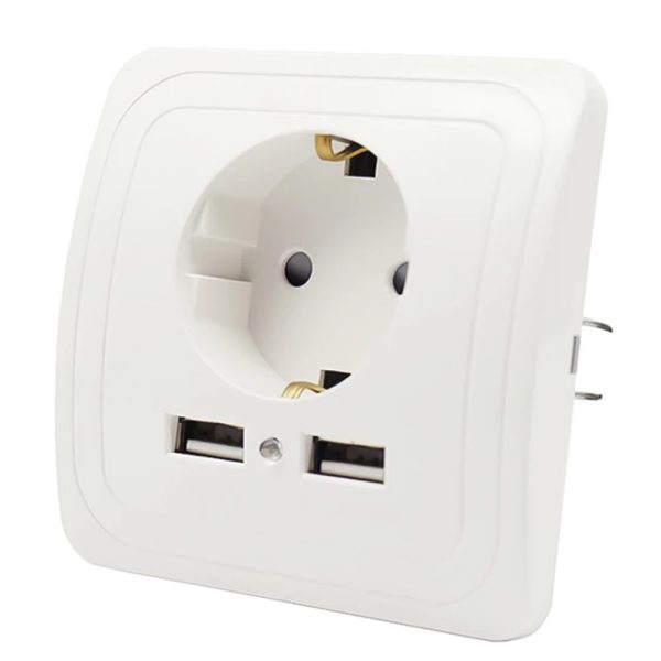 Tomada de Parede C/ 2 x Portas USB