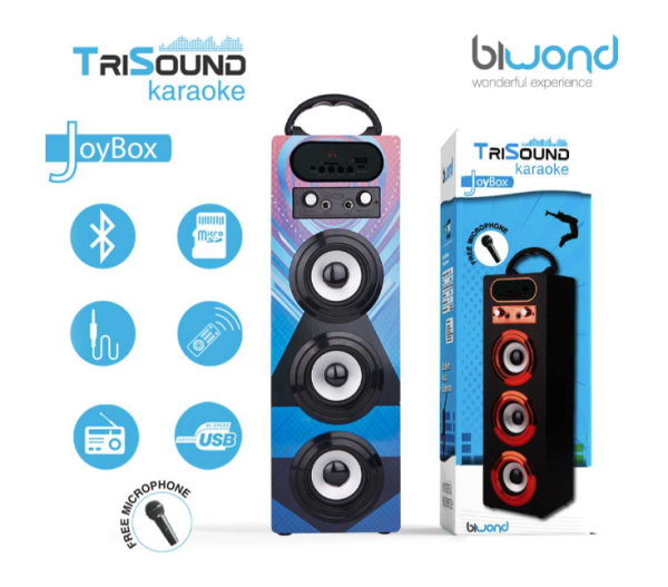 Coluna Bluetooth de Karaokê + Microfone - Azul