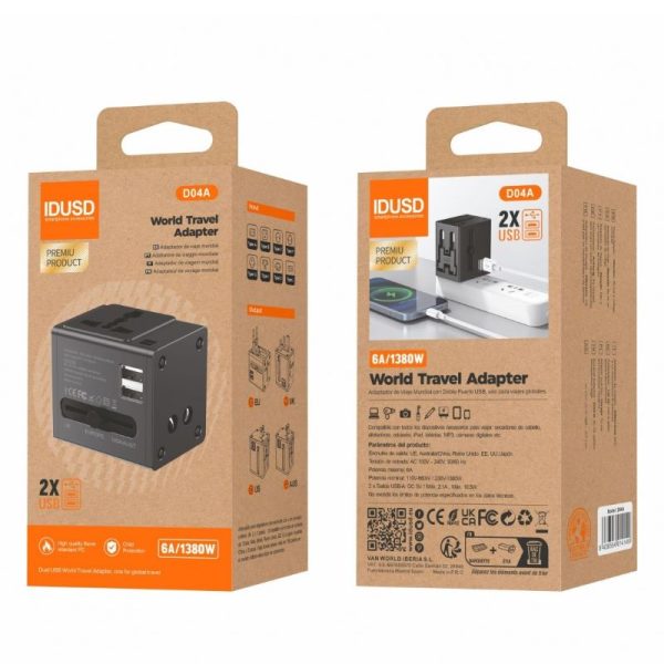 Adaptador Viagem Universal C/ Portas USB - Image 2