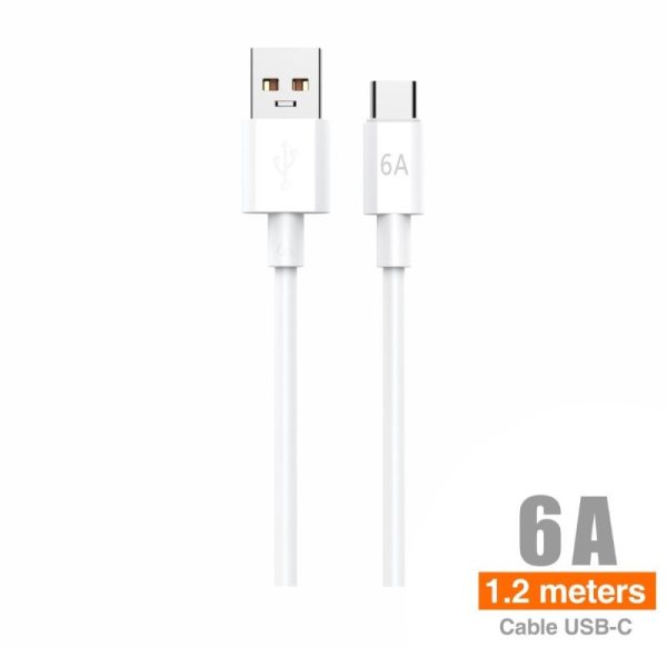 Cabo USB A USB-C 6A 1.20Mts