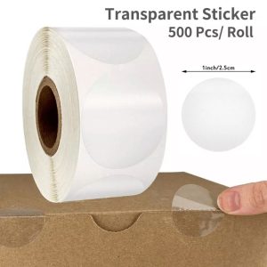 Rolo Etiquetas Autocolantes Transparentes Redondas 2.5mm – (500 Unidades)