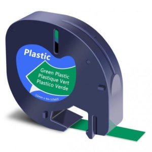 Fita Comp. Dymo Letratag 91204 – 12mm x 4 metros Preto/Verde